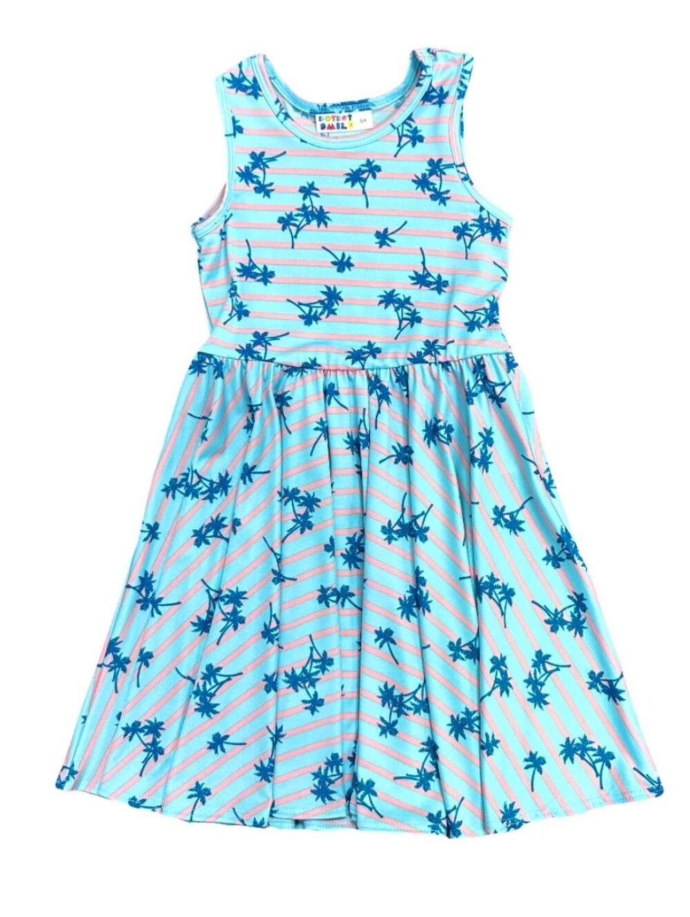 Dot Dot Smile Girls Dress Size 3T 4T Palm Breeze Tank Blue Vacation Trees